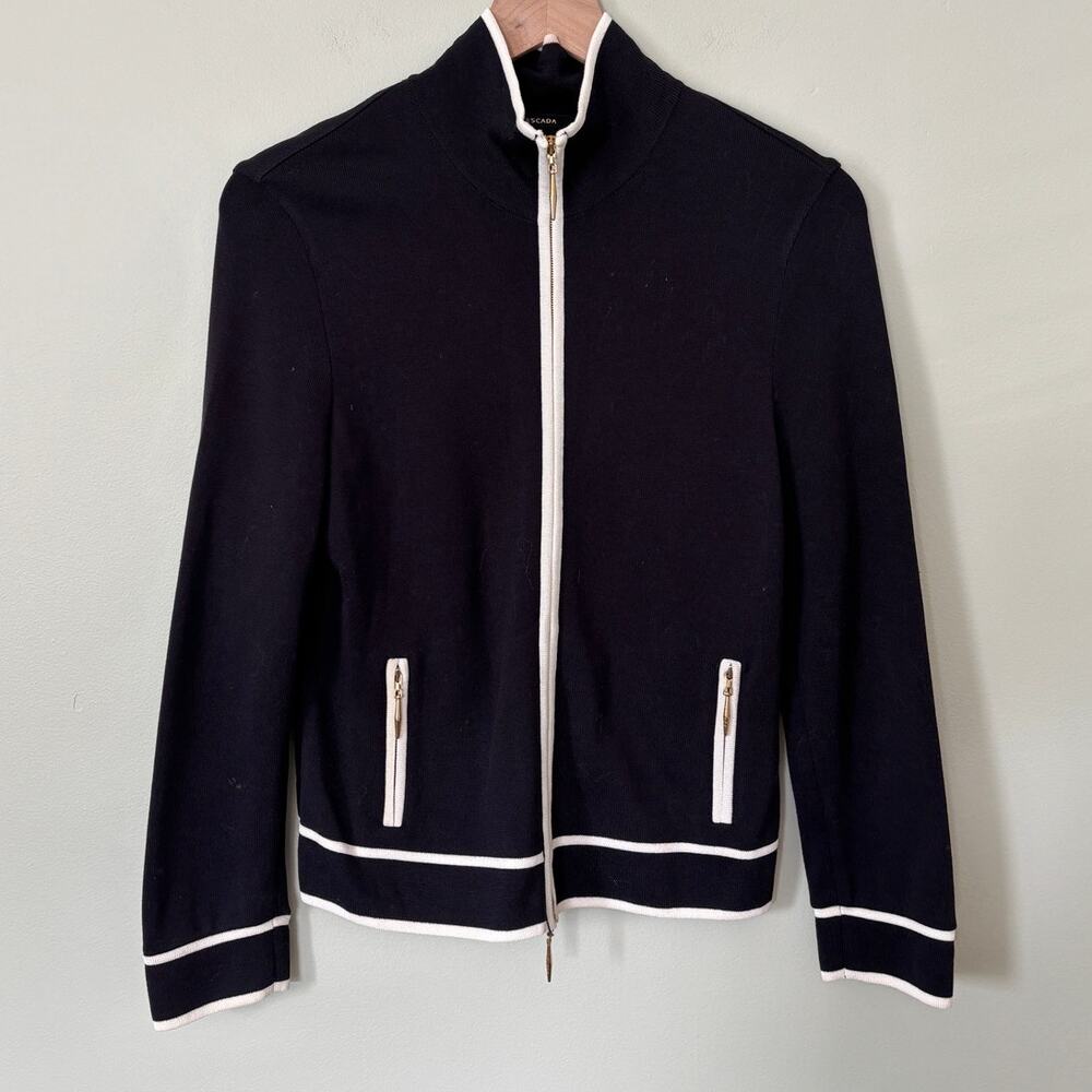 Escada Stile Knit Zip Up sweater Cardigan Black Size 36 / US6